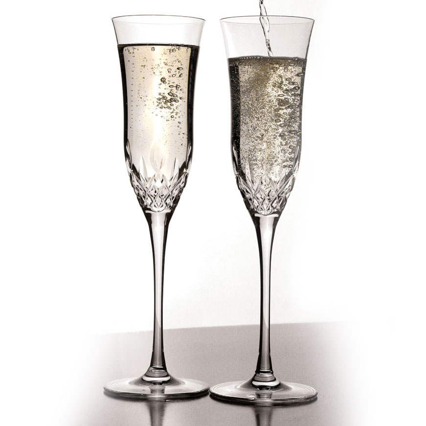 Waterford Crystal Lismore Essence Champagne Flutes, Pair